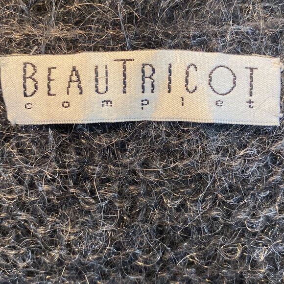 Beautricot Complet Gray Mohair Blend Beaded Open Knit Tunic Sweater Size M - Picture 6 of 10